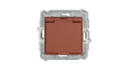 ICON Mechanizm gniazda bryzgoszczelnego z uziemieniem 2P+Z (klapka terakota, przesłony torów prądowych) terakota 63IGPB-1zp