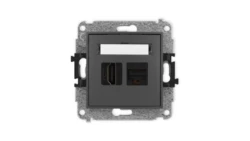 ICON Mechanizm gniazda pojedynczego HDMI 2.1, 8K + gniazda komp. poj. 1xRJ45, kat. 6A, 8-stykowy grafitowy mat 28IGHK-86A