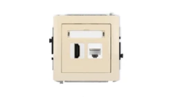 DECO Mechanizm gniazda pojedynczego HDMI 2.1, 8K + gniazda komp. poj. 1xRJ45, kat. 6A, 8-stykowy beżowy 1DGHK-86A