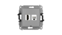 MINI Mechanizm gniazda HDMI 2.1, 8K + gniazda komp. poj. 1xRJ45, kat. 6A, 8-stykowy, bez pola opisowego szary mat 27MGHKBO-86A