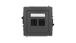 DECO Mechanizm gniazda pojedynczego HDMI 2.1, 8K + gniazda komp. poj. 1xRJ45, kat. 6A, 8-stykowy grafitowy mat 28DGHK-86A