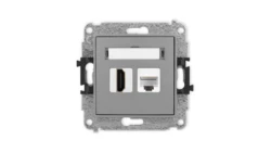ICON Mechanizm gniazda pojedynczego HDMI 2.0, 4K + gniazda komp. poj. 1xRJ45, kat. 6A, 8-stykowy szary mat 27IGHK-46A