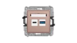 MINI Mechanizm ładowarki USB podwójnej USB C + USB A, 30W max. łososiowy 62MCUSB-10