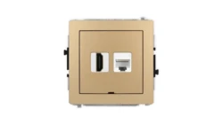 DECO Mechanizm gniazda HDMI 2.0, 4K + gniazda 1xRJ45, kat. 6A, 8-stykowy, bez pola opisowego złoty metalik 8DGHKBO-46A