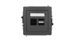 DECO Mechanizm ładowarki USB podwójnej USB C + USB A, 30W max. grafitowy mat 28DCUSB-10