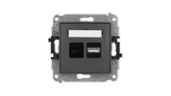 ICON Mechanizm ładowarki USB podwójnej USB C + USB A, 30W max. grafitowy mat 28ICUSB-10