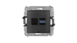 ICON Mechanizm ładowarki USB podwójnej USB C + USB A, 30W max., bez pola opisowego grafitowy 11ICUSBBO-10
