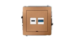 DECO Mechanizm ładowarki USB podwójnej USB C + USB A, 30W max., bez pola opisowego złoty metalik 8DCUSBBO-10