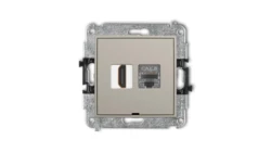 MINI Mechanizm gniazda HDMI 2.1, 8K + gniazda 1xRJ45, kat. 8, ekranowany, 8-stykowy, bez pola opisowego taupe 60MGHKBO-88