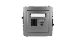 DECO Mechanizm gniazda pojedynczego HDMI 2.1, 8K + gniazda komp. poj. 1xRJ45, kat. 8, ekranowany, 8-stykowy grafitowy 11DGHK-88