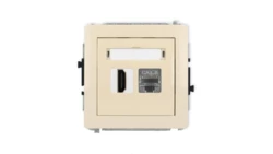 DECO Mechanizm gniazda pojedynczego HDMI 2.1, 8K + gniazda komp. poj. 1xRJ45, kat. 8, ekranowany, 8-stykowy beżowy 1DGHK-88