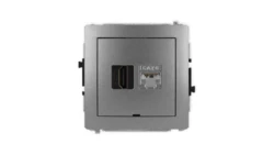 DECO Mechanizm gniazda HDMI 2.0, 4K + gniazda 1xRJ45, kat. 6, ekranowany, 8-stykowy, bez pola opisowego grafitowy 11DGHKBO-46