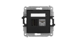 ICON Mechanizm gniazda pojedynczego HDMI 2.0, 4K + gniazda komp. poj. 1xRJ45, kat. 6, ekranowany, 8-stykowy czarny mat 12IGHK-46