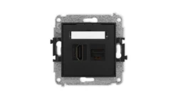 ICON Mechanizm gniazda pojedynczego HDMI 2.0, 4K + gniazda komp. poj. 1xRJ45, kat. 6A, 8-stykowy czarny mat 12IGHK-46A