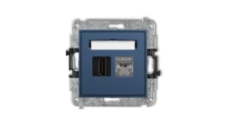 MINI Mechanizm gniazda pojedynczego HDMI 2.0, 4K + gniazda komp. poj. 1xRJ45, kat. 6, ekranowany, 8-stykowy navy blue 64MGHK-46
