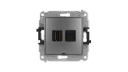 MINI Mechanizm gniazda HDMI 2.0, 4K + gniazda komp. poj. 1xRJ45, kat. 6A, 8-stykowy, bez pola opisowego grafitowy 11MGHKBO-46A