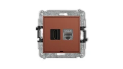 ICON Mechanizm gniazda HDMI 2.1, 8K + gniazda 1xRJ45, kat. 8, ekranowany, 8-stykowy, bez pola opisowego terakota 63IGHKBO-88