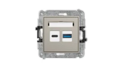 MINI Mechanizm ładowarki USB podwójnej USB C + USB A, 30W max. taupe 60MCUSB-10