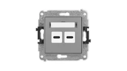 MINI Mechanizm ładowarki USB podwójnej 2xUSB C, 30W max. szary mat 27MCUSB-9
