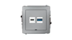 DECO Mechanizm ładowarki USB podwójnej USB C + USB A, 30W max., bez pola opisowego srebrny metalik 7DCUSBBO-10