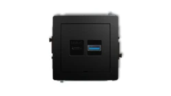 DECO Mechanizm ładowarki USB podwójnej USB C + USB A, 30W max., bez pola opisowego czarny mat 12DCUSBBO-10