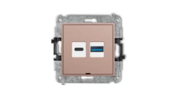 ICON Mechanizm ładowarki USB podwójnej USB C + USB A, 30W max., bez pola opisowego łososiowy 62ICUSBBO-10