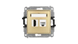 ICON Mechanizm gniazda pojedynczego HDMI 2.0, 4K + gniazda komp. poj. 1xRJ45, kat. 6A, 8-stykowy złoty 29IGHK-46A