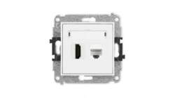 ICON Mechanizm gniazda pojedynczego HDMI 2.1, 8K + gniazda komp. poj. 1xRJ45, kat. 6A, 8-stykowy biały mat 25IGHK-86A