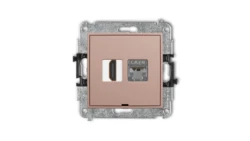 ICON Mechanizm gniazda HDMI 2.0, 4K + gniazda 1xRJ45, kat. 6, ekranowany, 8-stykowy, bez pola opisowego łososiowy 62IGHKBO-46
