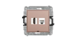 MINI Mechanizm gniazda HDMI 2.1, 8K + gniazda komp. poj. 1xRJ45, kat. 6A, 8-stykowy, bez pola opisowego łososiowy 62MGHKBO-86A
