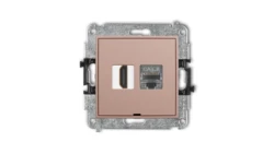 MINI Mechanizm gniazda HDMI 2.1, 8K + gniazda 1xRJ45, kat. 8, ekranowany, 8-stykowy, bez pola opisowego łososiowy 62MGHKBO-88