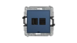 MINI Mechanizm gniazda HDMI 2.0, 4K + gniazda komp. poj. 1xRJ45, kat. 6A, 8-stykowy, bez pola opisowego navy blue 64MGHKBO-46A