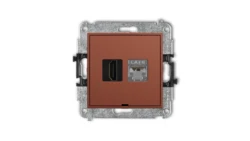 MINI Mechanizm gniazda HDMI 2.0, 4K + gniazda 1xRJ45, kat. 6, ekranowany, 8-stykowy, bez pola opisowego terakota 63MGHKBO-46