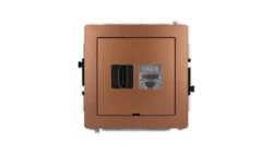 DECO Mechanizm gniazda HDMI 2.1, 8K + gniazda 1xRJ45, kat. 8, ekranowany, 8-stykowy, bez opisu brązowy metalik 9DGHKBO-88