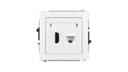 DECO Mechanizm gniazda pojedynczego HDMI 2.0, 4K + gniazda komp. poj. 1xRJ45, kat. 6A, 8-stykowy biały DGHK-46A