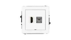 DECO Mechanizm gniazda HDMI 2.0, 4K + gniazda 1xRJ45, kat. 6, ekranowany, 8-stykowy, bez pola opisowego biały DGHKBO-46