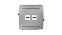 DECO Mechanizm ładowarki USB podwójnej 2xUSB C, 30W max., bez pola opisowego srebrny metalik 7DCUSBBO-9