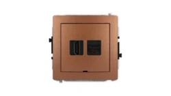 DECO Mechanizm gniazda HDMI 2.1, 8K + gniazda 1xRJ45, kat. 6A, 8-stykowy, bez pola opisowego brązowy metalik 9DGHKBO-86A