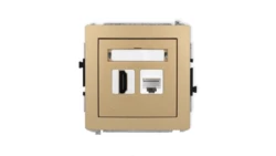 DECO Mechanizm gniazda pojedynczego HDMI 2.0, 4K + gniazda komp. poj. 1xRJ45, kat. 6A, 8-stykowy złoty metalik 8DGHK-46A