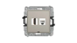 MINI Mechanizm gniazda HDMI 2.0, 4K + gniazda komp. poj. 1xRJ45, kat. 6A, 8-stykowy, bez pola opisowego taupe 60MGHKBO-46A