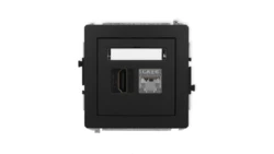 DECO Mechanizm gniazda pojedynczego HDMI 2.0, 4K + gniazda komp. poj. 1xRJ45, kat. 6, ekranowany, 8-stykowy czarny mat 12DGHK-46