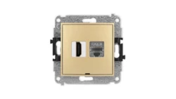 MINI Mechanizm gniazda HDMI 2.1, 8K + gniazda 1xRJ45, kat. 8, ekranowany, 8-stykowy, bez pola opisowego złoty 29MGHKBO-88