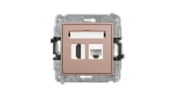 ICON Mechanizm gniazda pojedynczego HDMI 2.1, 8K + gniazda komp. poj. 1xRJ45, kat. 6A, 8-stykowy łososiowy 62IGHK-86A