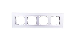 Simon 82 Ramka poczwórna pozioma szklana srebro/ ramka pośrednia aluminium mat 82947-62