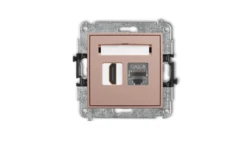 MINI Mechanizm gniazda pojedynczego HDMI 2.1, 8K + gniazda komp. poj. 1xRJ45, kat. 8, ekranowany, 8-stykowy łososiowy 62MGHK-88