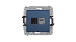 ICON Mechanizm gniazda HDMI 2.0, 4K + gniazda 1xRJ45, kat. 6, ekranowany, 8-stykowy, bez pola opisowego navy blue 64IGHKBO-46