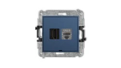 MINI Mechanizm gniazda HDMI 2.1, 8K + gniazda 1xRJ45, kat. 8, ekranowany, 8-stykowy, bez pola opisowego navy blue 64MGHKBO-88
