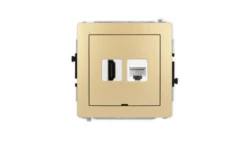 DECO Mechanizm gniazda HDMI 2.1, 8K + gniazda komp. poj. 1xRJ45, kat. 6A, 8-stykowy, bez pola opisowego złoty 29DGHKBO-86A