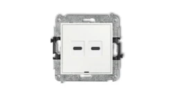 ICON Mechanizm ładowarki USB podwójnej 2xUSB C, 30W max., bez pola opisowego biały ICUSBBO-9