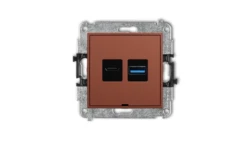 MINI Mechanizm ładowarki USB podwójnej USB C + USB A, 30W max., bez pola opisowego terakota 63MCUSBBO-10